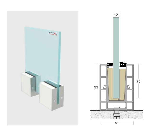SD 31B Bracket System for Aluminum Glass Railing Installation, Heavy Duty Support Bracket for Balcony and Staircase, Durable Finish, Secure Mounting for Modern Architectural Projects